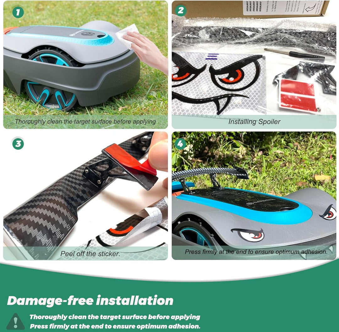 Mähroboter Deko, Worx Tuning - Aufkleber Mähroboter I Mähroboter Spoiler I Heckflosse für Worx M500