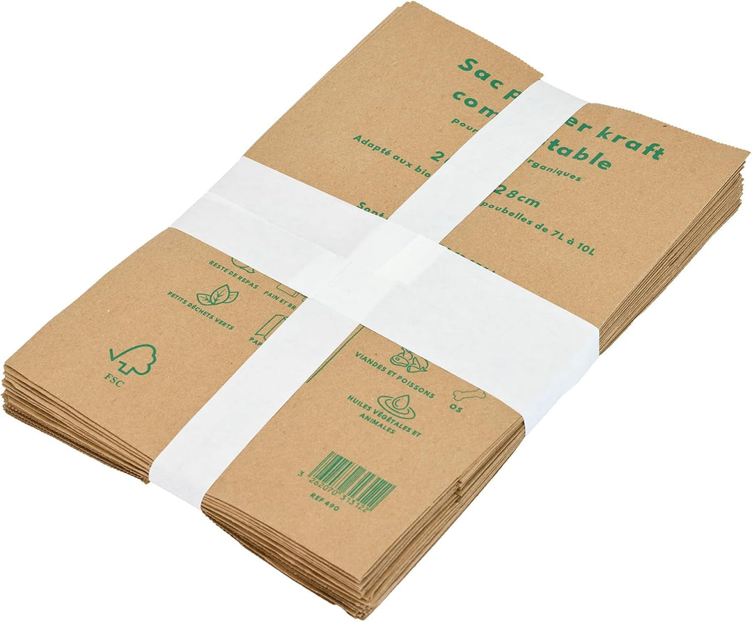 Komposteimer für die Küche, 10 l + 20 kompostierbare Kraftbeutel, für organische Abfälle – Bio-Luft-