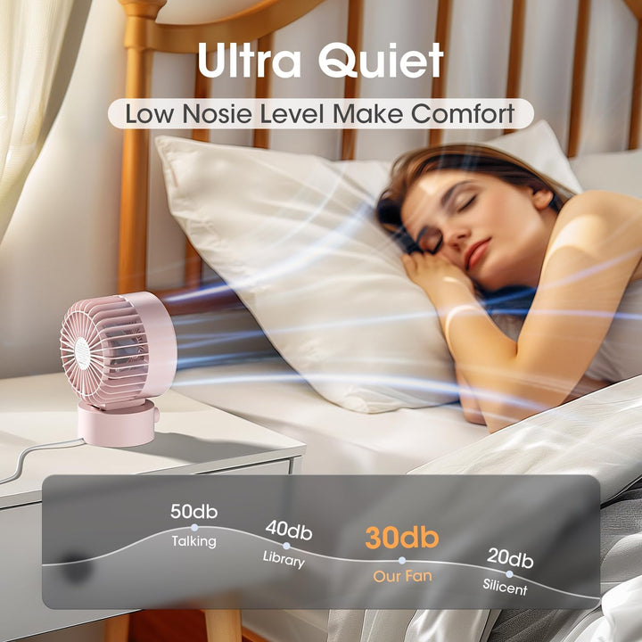 USB Ventilator Leise – Mini Tischventilator mit Stufenloser Regelung, Kleiner Schreibtischventilator