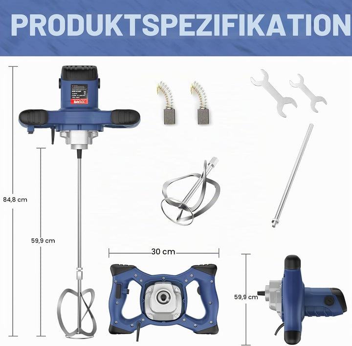 IMAYCC 2100W Rührwerk Mörtelrührer Elektrischer Beton Mischer Mörtelmischer M14 6 Geschwindigkeits R