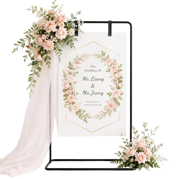 Hochzeitsschild Halter Metall 80 * 50 * 173cm, Verstellbare Staffelei für Willkommensschild, Sitzpla