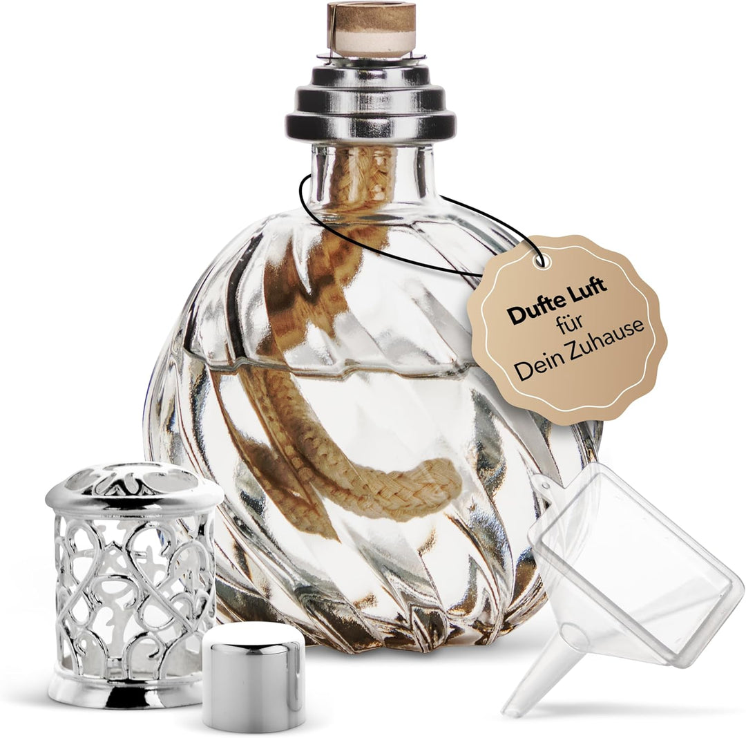 KAZIS® I Katalytische Lampe Twister I Duftlampe I Glas I XXL I 300 ml Inhalt I transparent