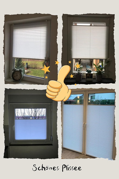 OBdeco Plissee Rollo Klemmfix ohner Bohren lichtdurchlässig Crushed Optik Faltrollo für Fenster und