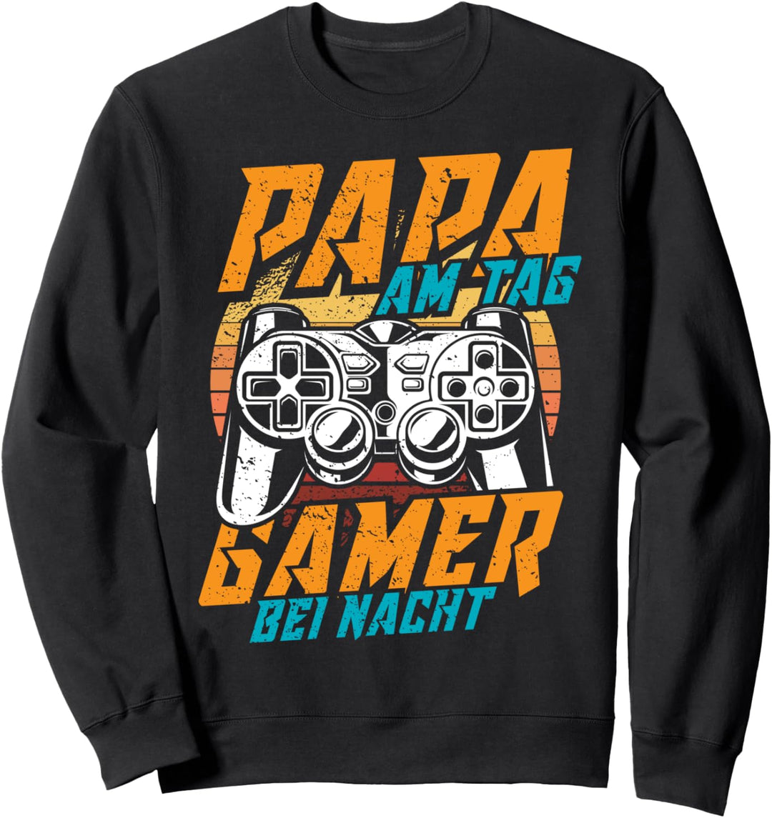 PAPA AM TAG GAMER BEI NACHT | Vater Gaming Zocker Geschenk Sweatshirt