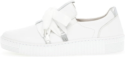 Gabor Damen Low-Top Sneaker, Frauen Halbschuhe,Wechselfussbett,Best Fitting 35 EU Weiss Silber Ice,