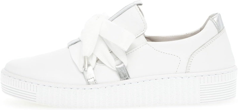 Gabor Damen Low-Top Sneaker, Frauen Halbschuhe,Wechselfussbett,Best Fitting 35 EU Weiss Silber Ice,