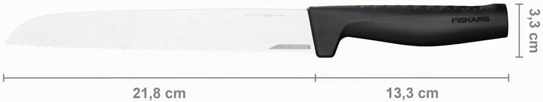 Fiskars Brotmesser, Hard Edge, Elegantes Design, Gesamtlänge: 35,1 cm, Rostfreier Stahl/Kunststoff,