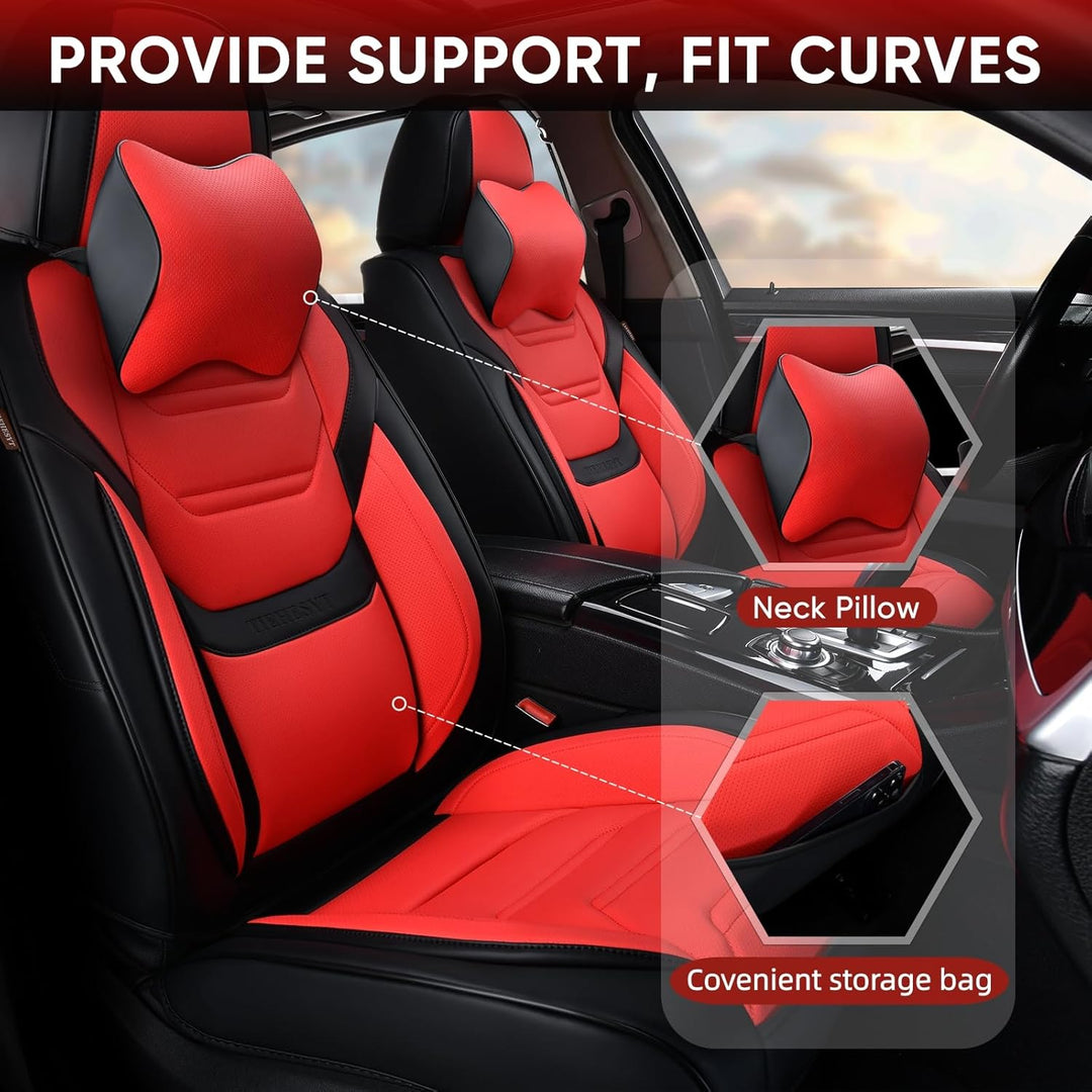 Komplettset Autositzbezüge aus atmungsaktivem Kunstleder Für Vorder- und Rücksitze inkl. Kopfstützen