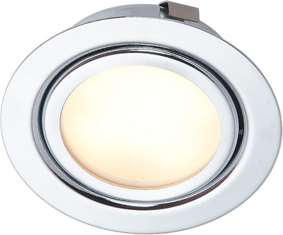 HCFEI 6er Set LED Slim Möbel Einbaustrahler | Chrom glänzend | 230V 3W | Warmweiss 3000K | Bohrloch: