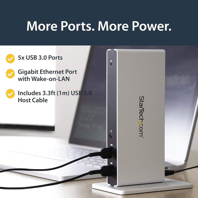 StarTech.com Dual Monitor Dockingstation mit USB 3.0 auf DVI-I & DVI-D und Adaptern für VGA & HDMI,