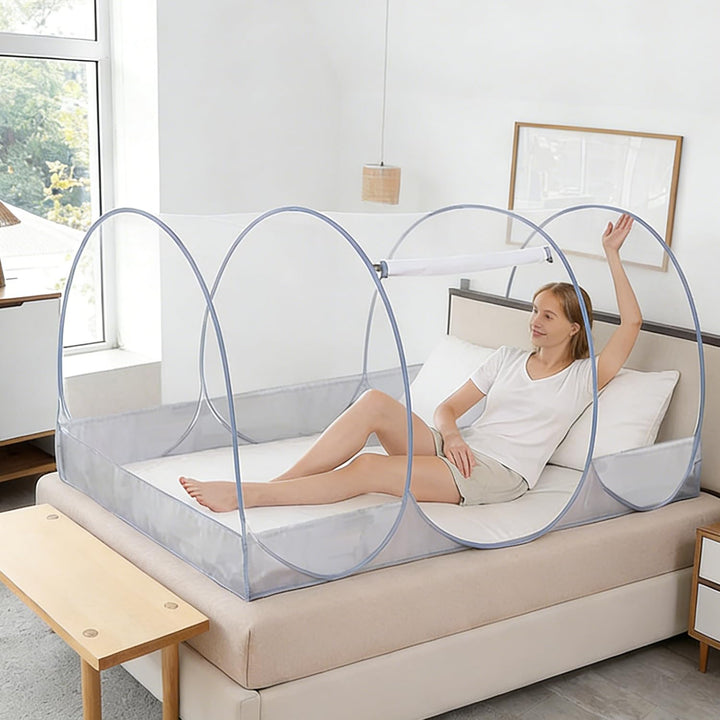 Faltbares Moskitonetz für Einzelbett, Ultraleichtes Tragbares Pop-up Moskitonetz Bett mit Reissversc