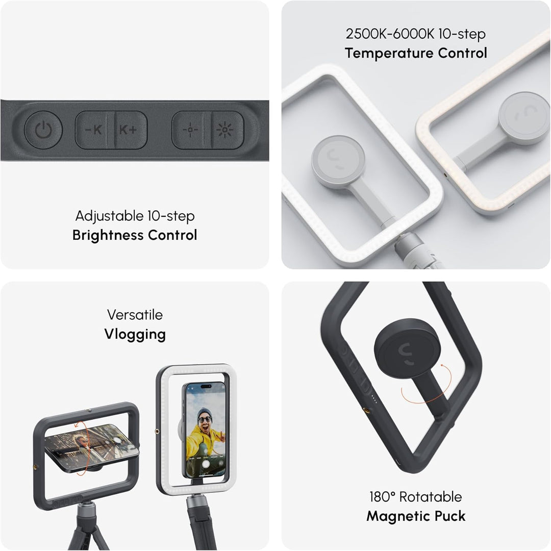 ShiftCam SnapStudio Light - LED-Magnetringlicht mit regelbarer Helligkeit, regelbarer Temperatur, US