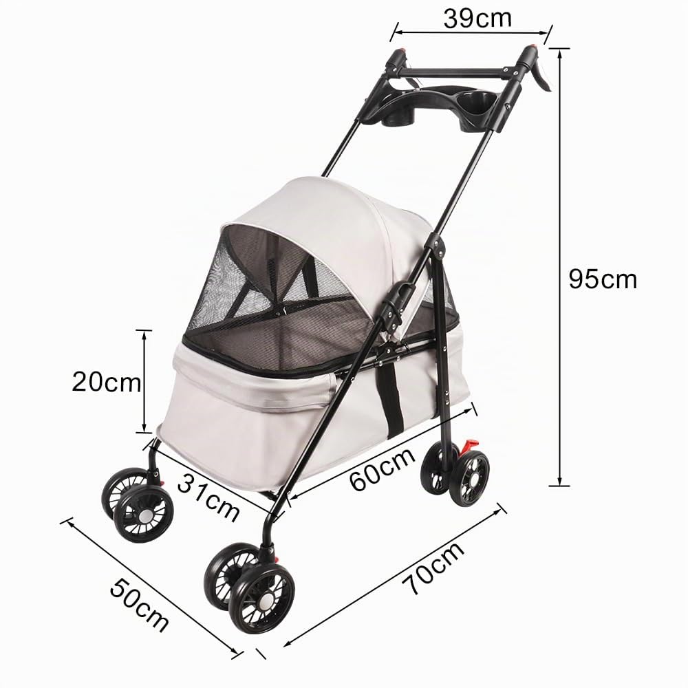 Homewell Klappbarer Haustierwagen mit Getränkehalter, Hundewagen &amp; Katzenwagen, Leicht &amp; Bequem mit