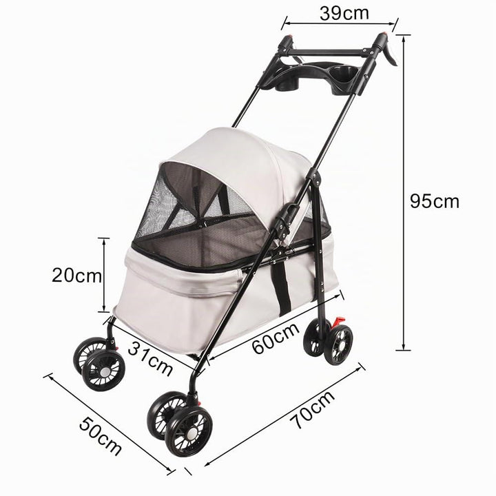 Homewell Klappbarer Haustierwagen mit Getränkehalter, Hundewagen &amp; Katzenwagen, Leicht &amp; Bequem mit
