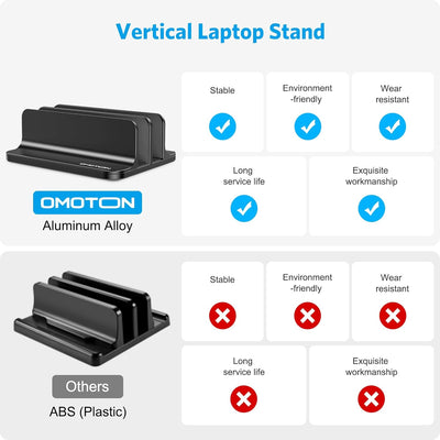 OMOTON [Aktualisierte Version Vertikaler Doppelständer für Laptops, Dualer Desktop-Laptop-Ständerhal