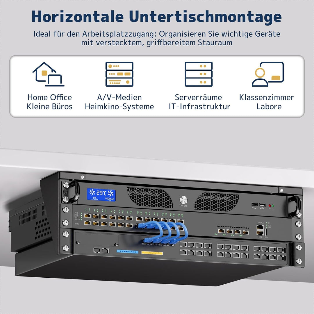 3HE 19 Zoll Wandhalterung Rack, Vertikale &amp; Untertisch Montage, Stahl Server Rack Halter für Netzwer