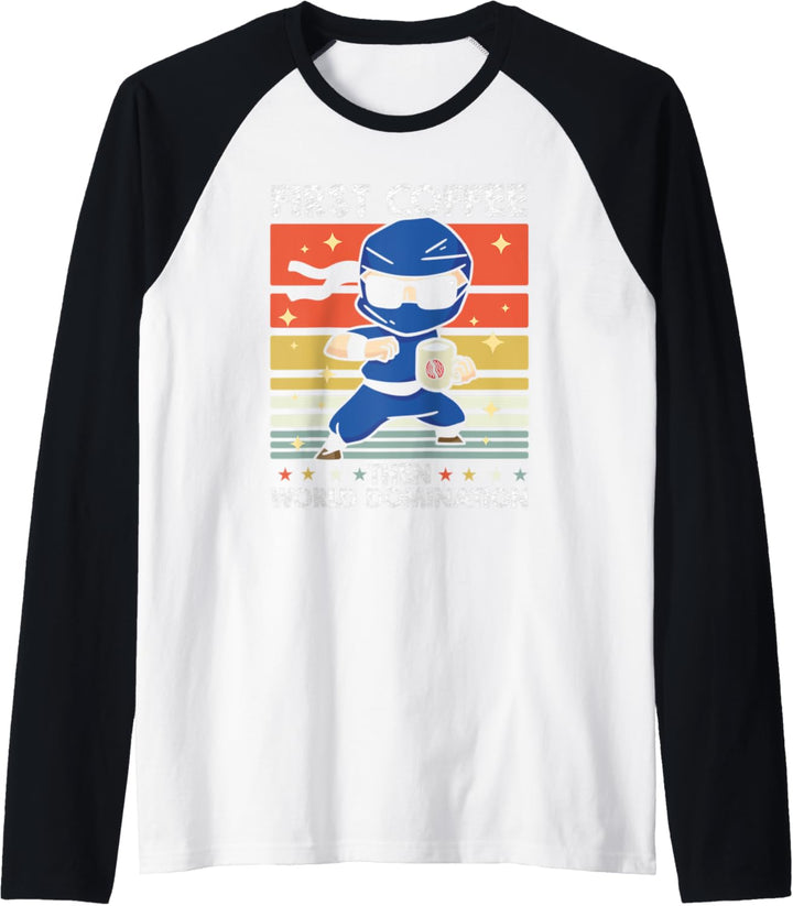Retro Ninja Sonnenbrille Kaffee Japan Krieger Vintage Ninja Raglan