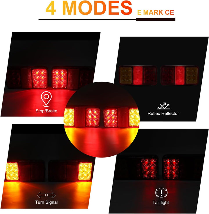 LED Anhänger Rückleuchter Set, 12/24V Magnetische drahtlose LED Wasserdichte Rückleuchten, Anhänger