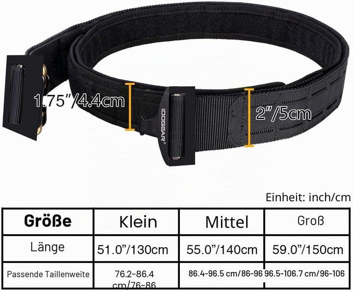 IDOGEAR Taktischer Gürtel Molle 2 Zoll Kampfgürtel mit 1,75 Zoll Innengurt Schnellverschluss Hochlei