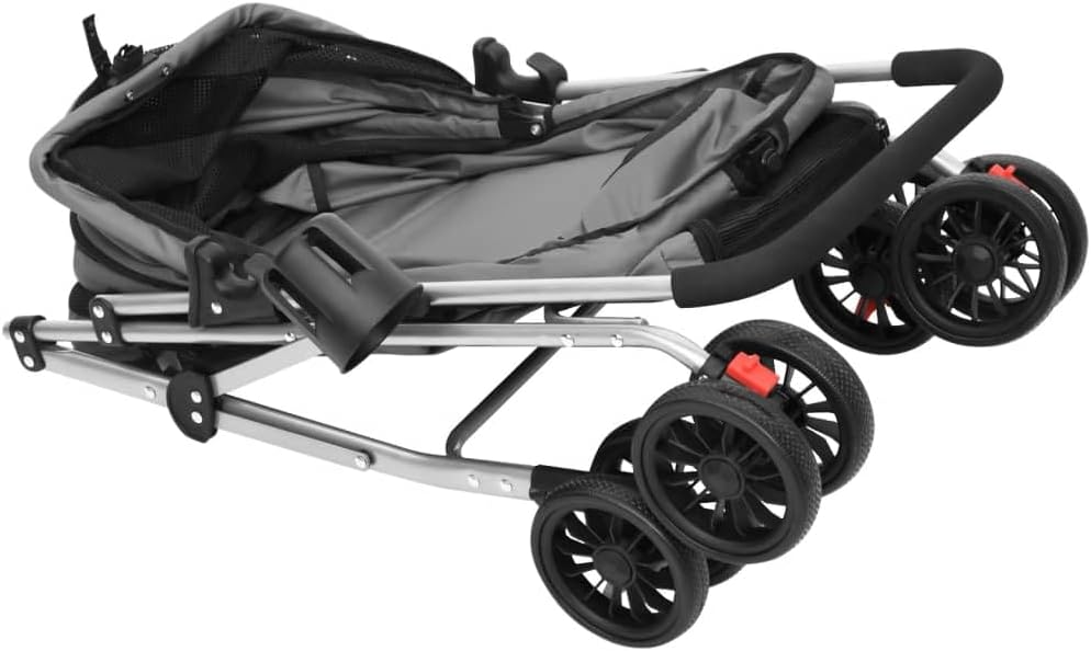 vidaXL Hundewagen Faltbar 76x50x100cm Oxford-Gewebe Hundebuggy Hundetrolley Grau, Grau