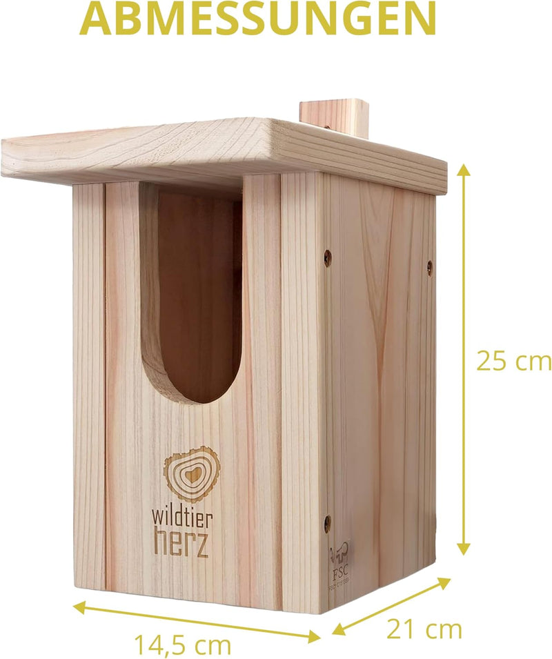wildtier herz I Vogel Nistkasten Rotkehlchen aus Massiv-Holz - Verschraubt, Nistkästen für Vögel, Ni
