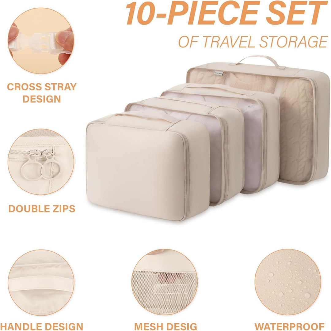 Koffer Organizer Set,10 Stück Packing Cubes, Packwürfel, Reise Gadgets, Kleidertaschen, Schuhbeutel