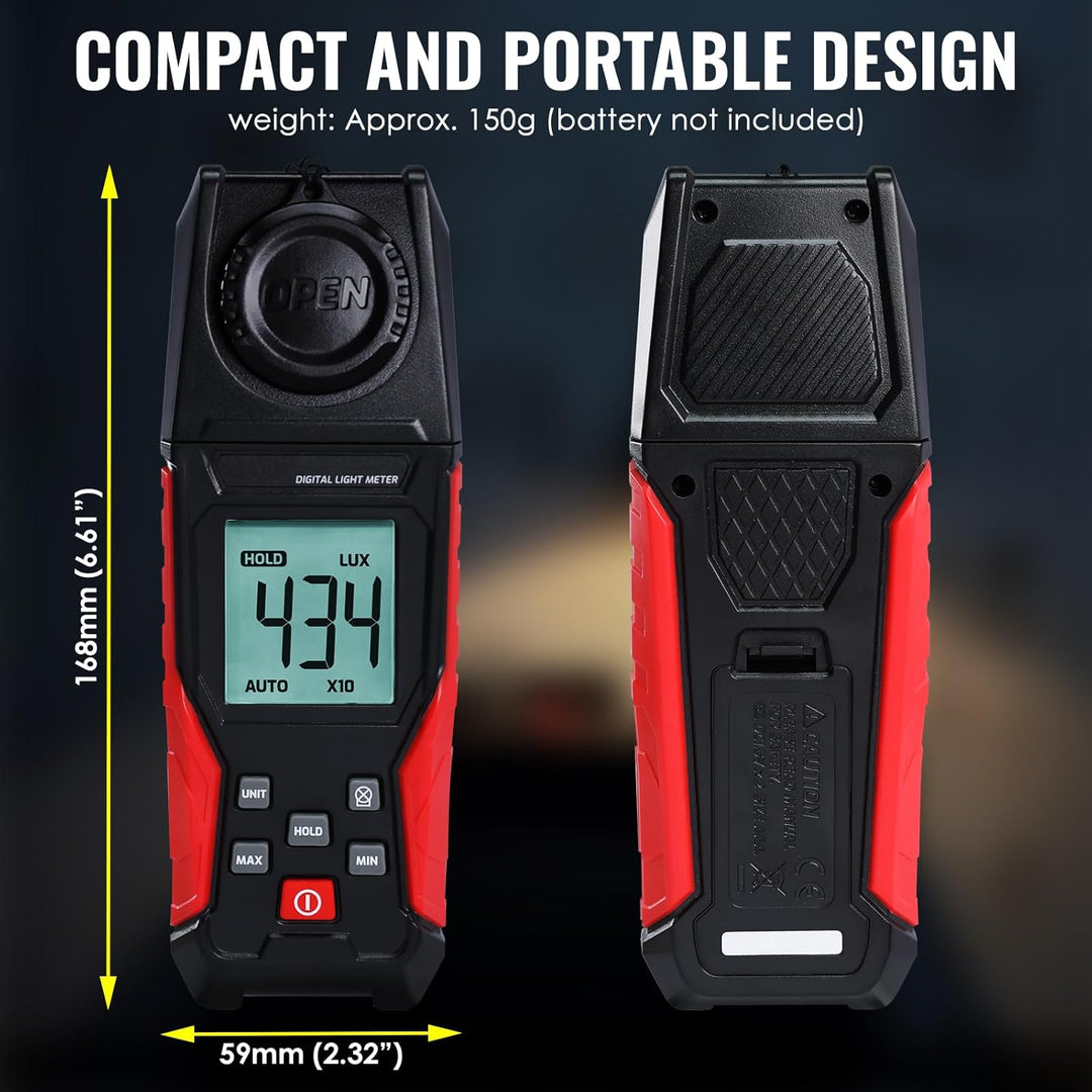 Digitales Luxmeter 0,01-200,000 Lux Lichtmessgerät für LED, Pflanzen, Fotografie, Leuchtdichte, Fuss