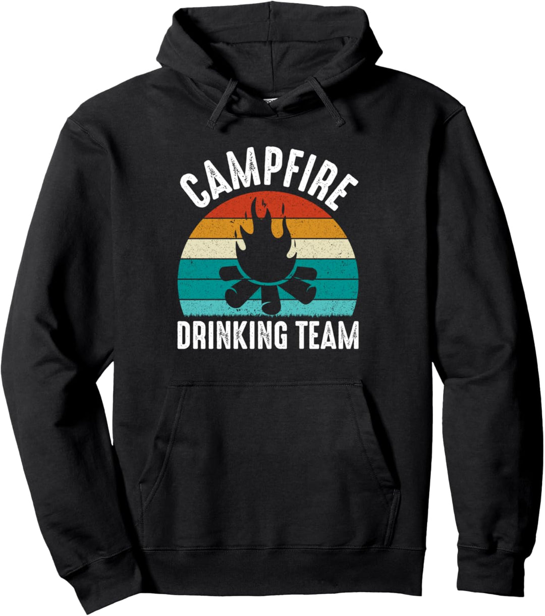 Vintage Lagerfeuer Trinkteam Outdoor Camping Pullover Hoodie