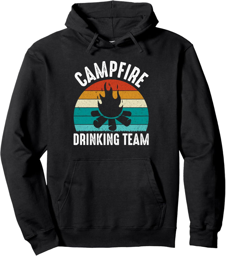 Vintage Lagerfeuer Trinkteam Outdoor Camping Pullover Hoodie