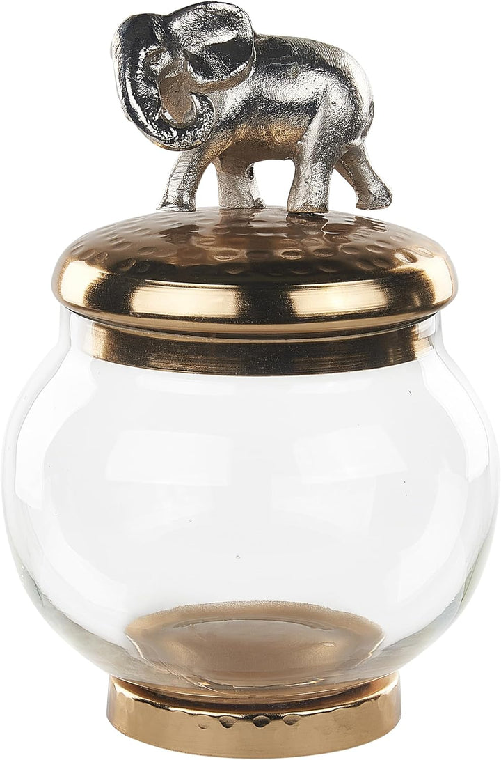 Dekobehälter Glas Aluminium silber / gold Tierfiguren Aufbewahrung 2er Set Laki