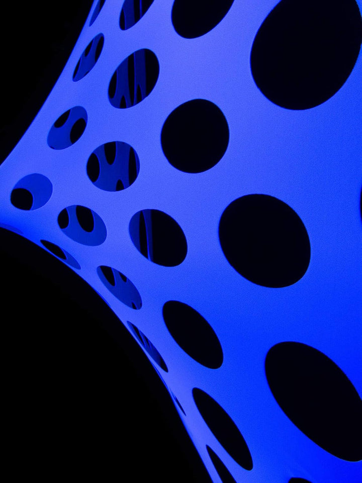 PSYWORK Schwarzlicht Segel Spandex | Mandala Dots II | Hellblau | 3 x 3m | UV-aktiv | Leuchtend | Wa