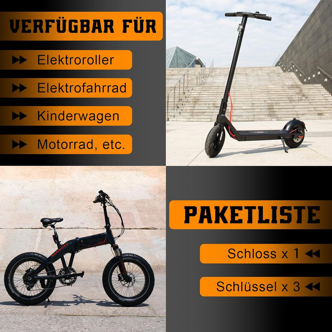 Honszex E Scooter Schloss, Schloss für E Scooter, Handschellenschloss E Scooter, E Roller Schloss, F