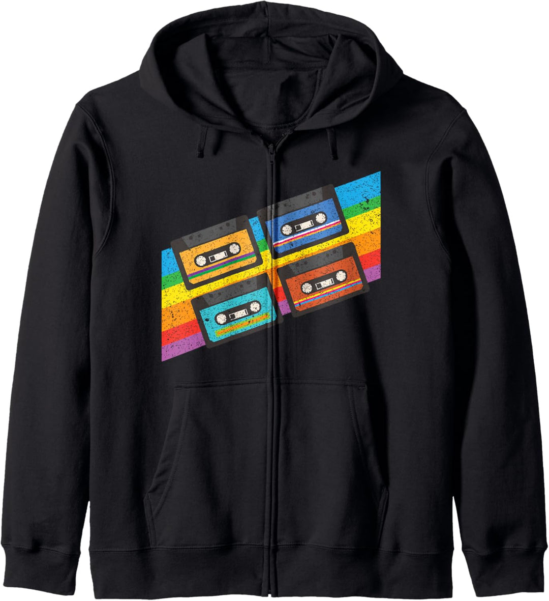 Vintage Old School Musik I 80er und 90er Retro Kassetten Kapuzenjacke