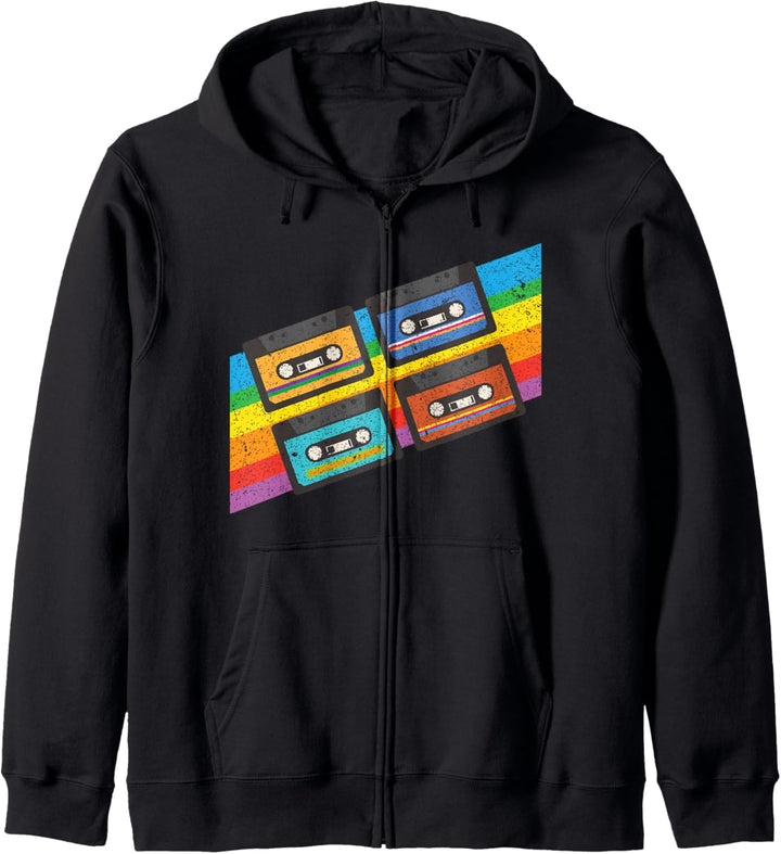 Vintage Old School Musik I 80er und 90er Retro Kassetten Kapuzenjacke