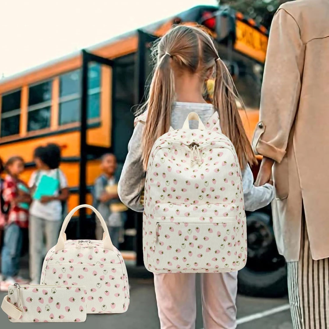 LOIDOU Rucksack für Teenager Mädchen Bookbags Kinderrucksack Kinder Schulrucksack mit Lunchpaket Fed