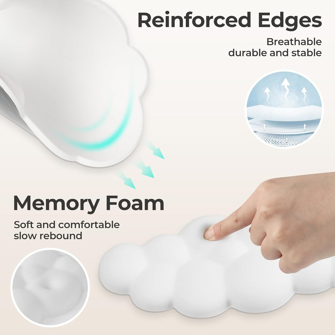 Handgelenkauflage Weiss, Ergonomisches Wolke Handauflage Tastatur Mit PU Leder Memory Schaum, Wrist
