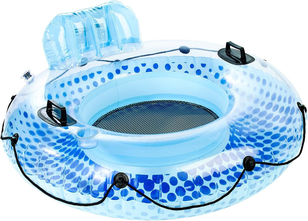 infactory Schwimmsessel: Aufblasbarer Schwimmring mit Rückenlehne und Getränkehalter (Schwimmreifen,