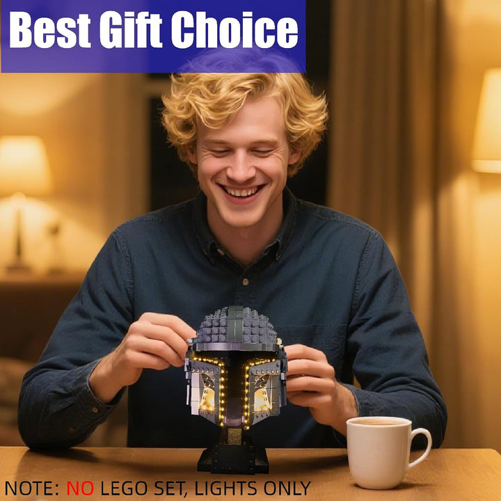LED Lichtset kompatibel mit LEGO 75328 Star Wars Der Mandalorianer Helm – Beleuchtungsset für Helm-M