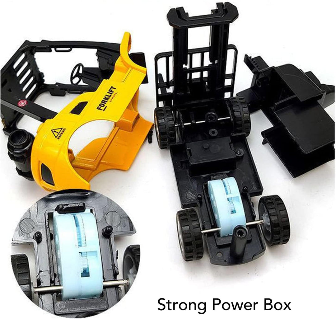 Metall Spielzeug Gabelstapler Kinder 360° Drehbar Robuster Mini Baufahrzeug Spielset ohne Batterie f