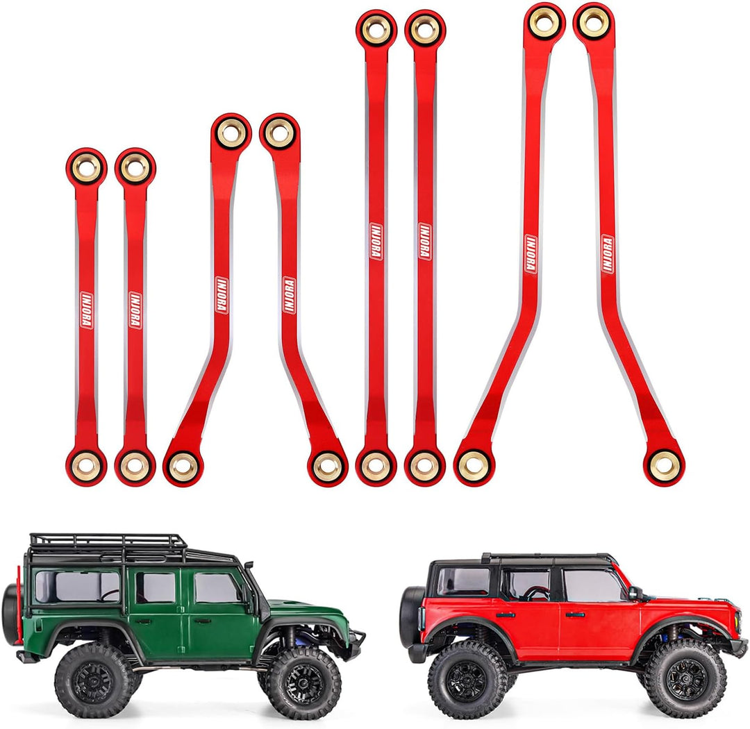 INJORA Hohe Clearance Links CNC Aluminium Link für 1/18 TRX4M Upgrade RC Crawler, Rot, Rot