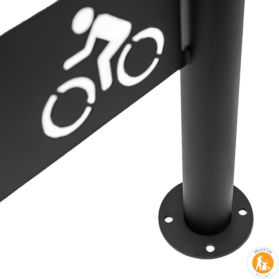 MORIA DESIGN Fahrradständer 80 x 25 cm Fahrrad-Logo Bodenparker für 2 Fahrräder | stabiler Fahrradha