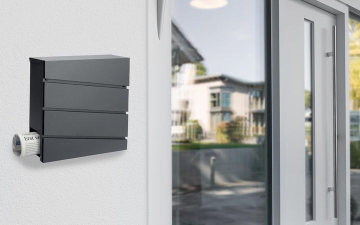 MONZANA® XXL Briefkasten Postkasten mit Zeitungsfach abschliessbar 2 Schlüssel Montagematerial Stahl