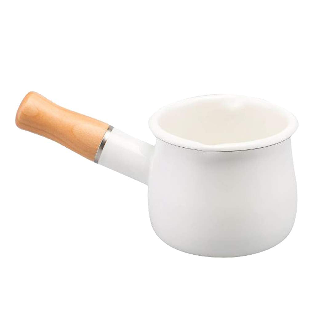 550ml Antihaft Klein Milchtopf Milchpfanne mit Holzgriff für Induktion Gasherd Weiss, Weiss