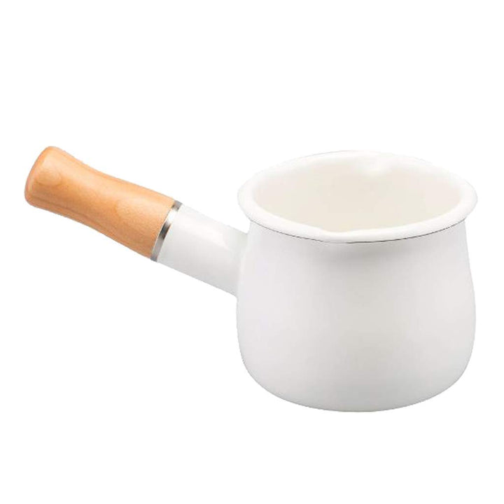 550ml Antihaft Klein Milchtopf Milchpfanne mit Holzgriff für Induktion Gasherd Weiss, Weiss