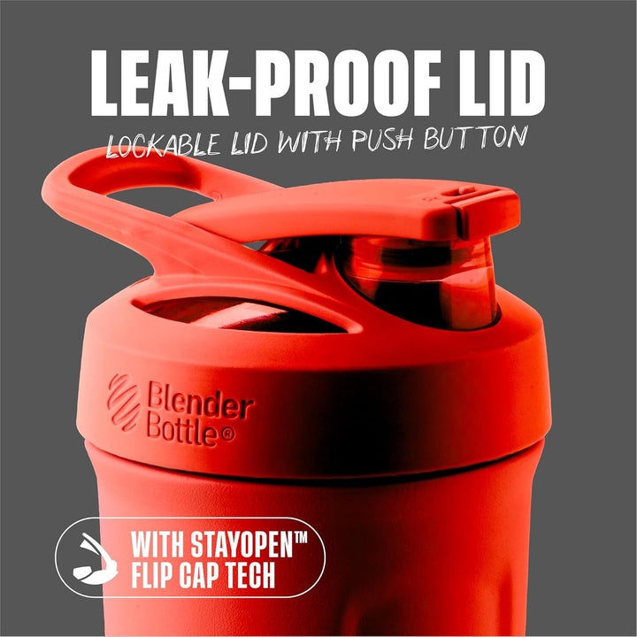 BlenderBottle Strada - Edelstahl Trinkflasche, Thermoflasche mit BlenderBall, Protein Shaker und Fit