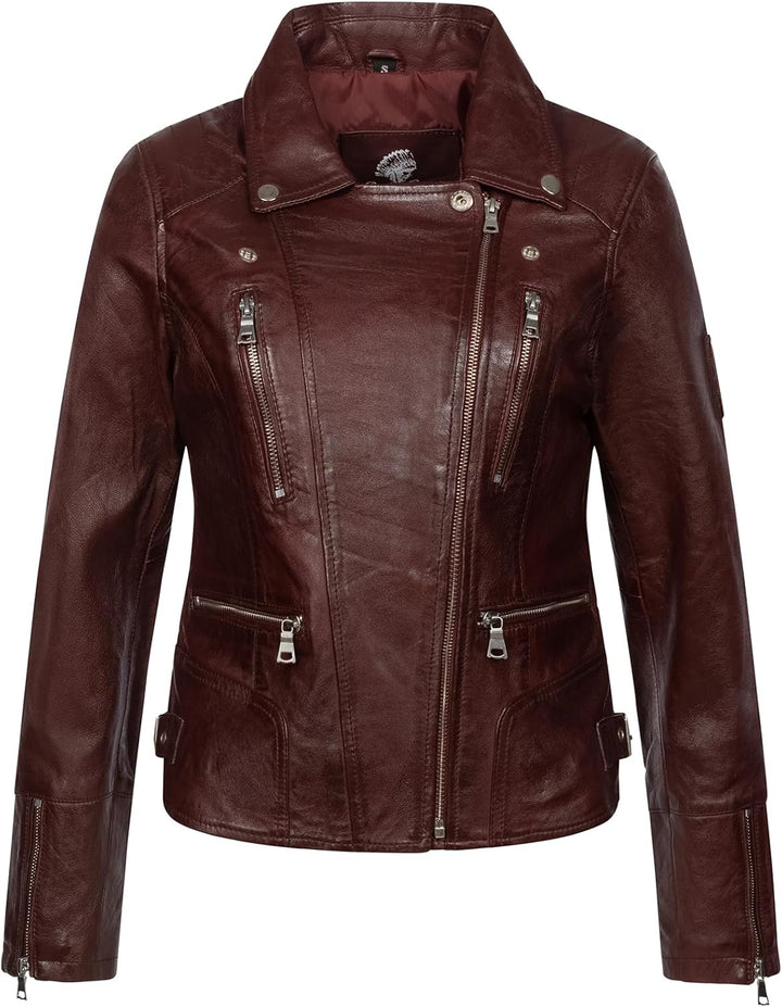 Rock Creek Damen Lederjacke echt Leder Jacke D-490 M Weinrot, M Weinrot