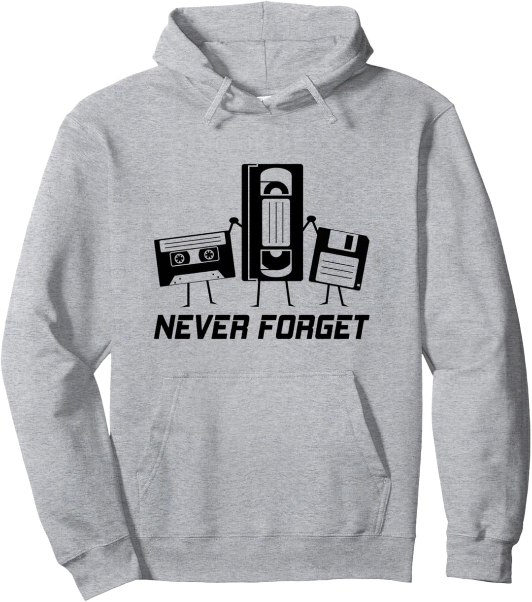 Never Forget Audio VHS Kassette Diskette I Vintage Pullover Hoodie