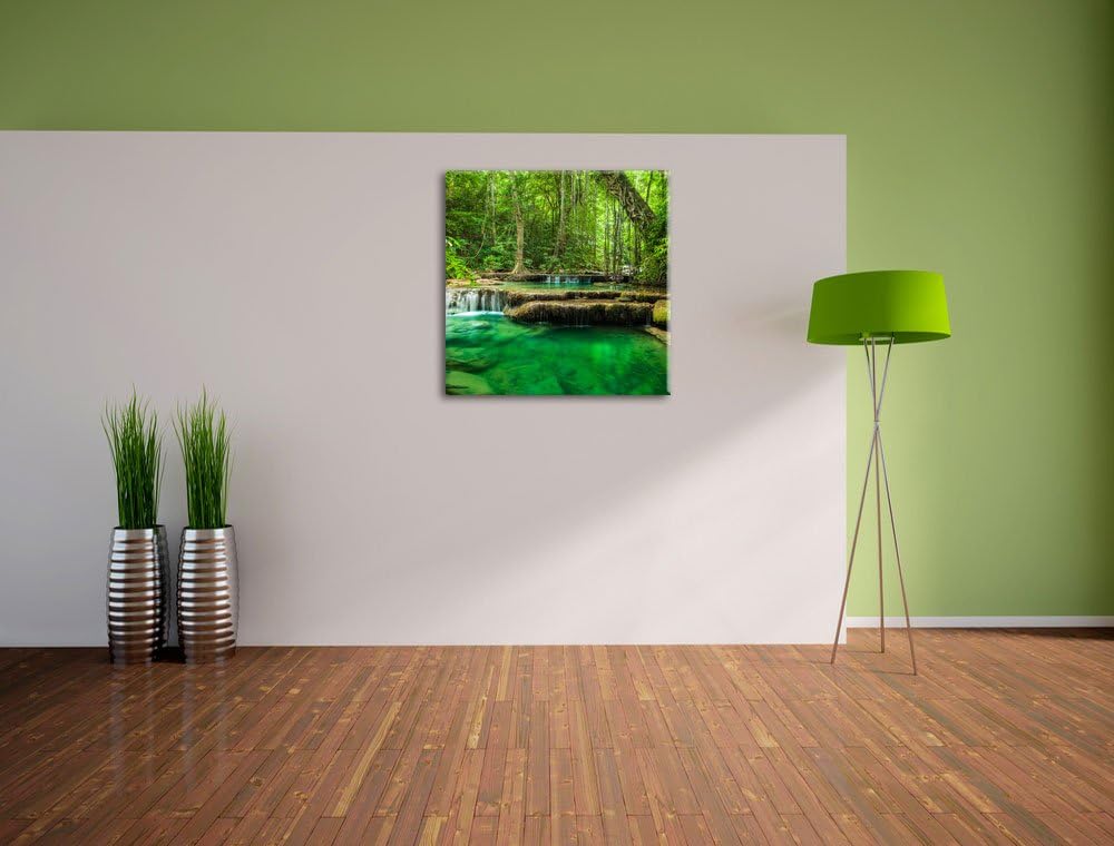 Tropischer Fluss, Format: 70x70 auf Leinwand, XXL riesige Bilder fertig gerahmt mit Keilrahmen, Kuns