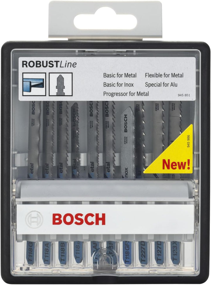 Bosch 2607010541 Stichsägeblatt ROBUSTLINE 10er Metall Expert Set, T-Schaft Basic, Basic