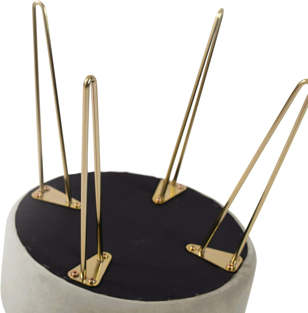 Zedelmaier Runder Sitzhocker Schminktisch Hocker Ottoman Gepolsterter Hocker Metallstütze Beige Beig